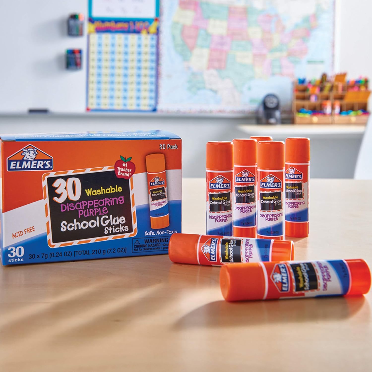 Elmer's Disappearing Purple School Glue, Washable, 30 Pack, 0.24-ounce sticks : Office Products