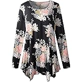 LARACE Womens Long Sleeve Flattering Comfy Tunic Loose Fit Flowy Top