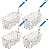Deep Fryer Basket, 4-Pack Commercial Fry Basket with Handle Cuisine Ready | Four commercial fryer baskets sized 13.25 x 6.5 x 5.9 inches for restaurants, food trucks, and busy kitchens.