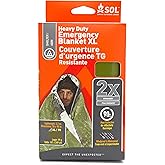 S.O.L. Survive Outdoors Longer 90% Heat Reflective Heavy-Duty Emergency Blanket - Thick, Rugged for Disaster Preparedness Kit - Waterproof, Windproof, Tear-Resistant - 58" x 98", 3.2 oz, Green