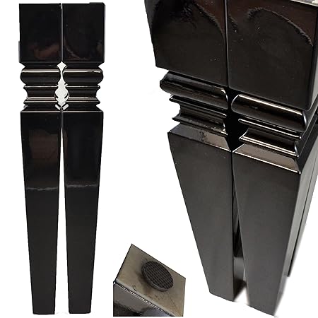 4-er Set Esstisch Tischbein 72cm Lack Hochglanz Schwarz Tischfuß