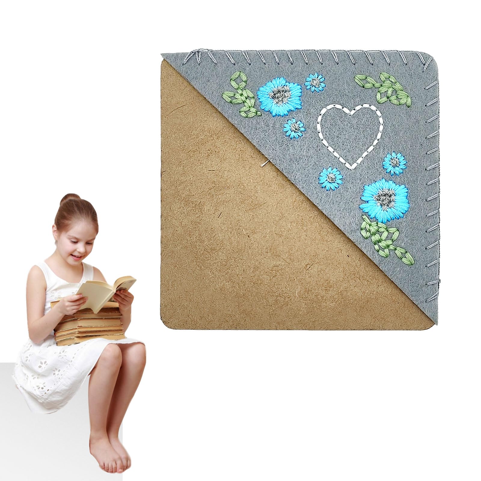 XQMMGO Hand Embroidered Corner Bookmark, Hand Stitched Felt Corner Bookmark, Personalised Bookmarks, for Women Men Students Book Reading Lovers Meaningful Gift(Winter)