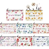 Talltalk 8 Pcs Christian Makeup Bag Bulk for Women Bible Verse Pencil Pouch Inspirational Religious Cosmetic Bag with Zipper Christian Gifts for Women Travel Christmas Birthday Party(Floral Pattern)