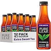 Pure Leaf Iced Tea, Extra Sweet, Real Brewed Tea, 18.5 Fl Oz Bottles (Pack Of 12)