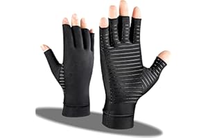 ITHW Arthritis Pain Relief Gloves for Women and Man, Copper Compression Gloves for Carpal Tunnel Pain Relief, Fingerless Arthritis Gloves for Rheumatoid, Tendonitis, Swelling (1 Pair, Medium)