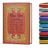 Brown A5 Lined Leather Journal Notebook,Inspirational Christian Gifts Hardcover Executive Notebooks for Men Women,200 Pages 100 Gsm Thick Ruled Paper Daily Diary for School,Family ,Friends,Work (You Beautiful Brown)