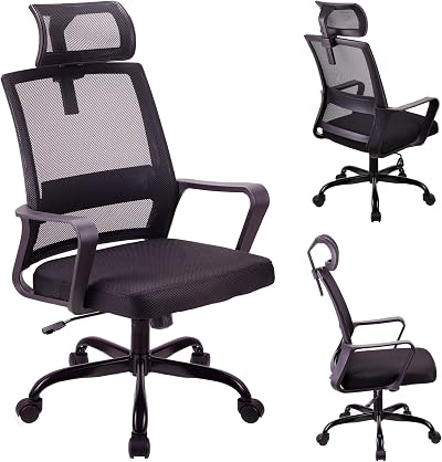 T-THREE Adjustable Ergonomic Office Chair Mesh Back Lumbar Support Black