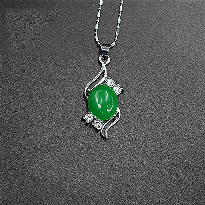 ZHENGJC Natural Green Hetian Jade Pendant 925 Silver Necklace Chinese Jadeite Amulet Fashion