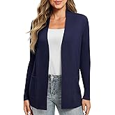 Women's Lightweight Long Sleeve Knit Cardigan with Pockets Open Front Casual Sweater for Spring Fall