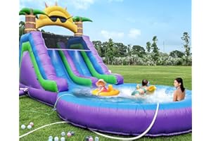 OKAYEGO 26FT(L) Commercial Grade Water Slide for Kids Adults,(Double Slides) (Heavy Duty Full PVC) (Big Airtight Water Pool), (950w UL Blower), Inflatable Waterslide for Backyard, Outdoor Blow up Park