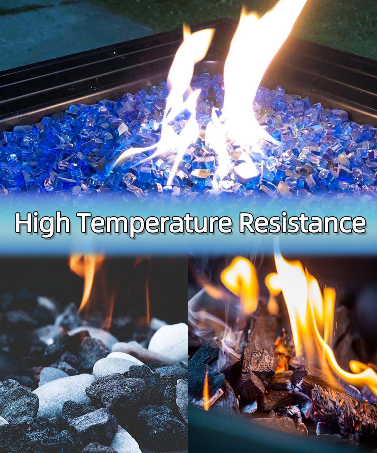 fire rocks for fire pits on Patio Lawn Garden 1 2 Inch 40 Pound Blue Reflective Fire Glass Rocks For Indoor And Outdoor Fireplace Fire Table Futureway Fire Glass For Fire Pit Outdoor Heating