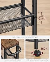 VASAGLE 5-Tier Kitchen Trolley 13 cm Deep Steel Frame Rustic Brown Black view 7