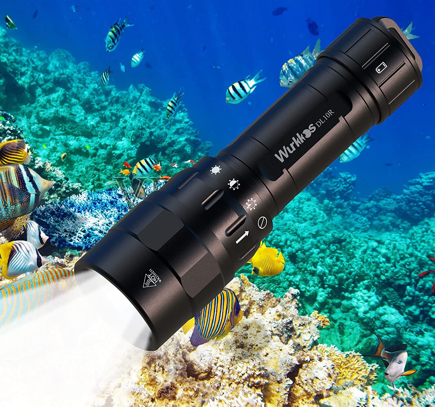 Wurkkos DL10R Diving Torch, 4500 Lumens Underwater Torch with Cree XHP70.2 LED, IPX8, Rechargeable Submarine Light with 5000 mAh 21700 Battery