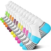 PAPLUS Compression Running Socks Women (6 Pairs), Ankle Athletic Socks Low Cut with Arch Support