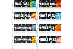 BeYumi Planets Magnetic Hall Pass - 8Pcs Outer Space Magnetic Student Hall Passes Resuable Waterproof Back to School Passes Set Bathroom Restroom Library Nurse Office Passes for Elementary Teacher