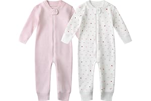 Owlivia Organic Cotton Baby Boy Girl Zip up Sleep N Play, Footless, Long Sleeve Pajamas