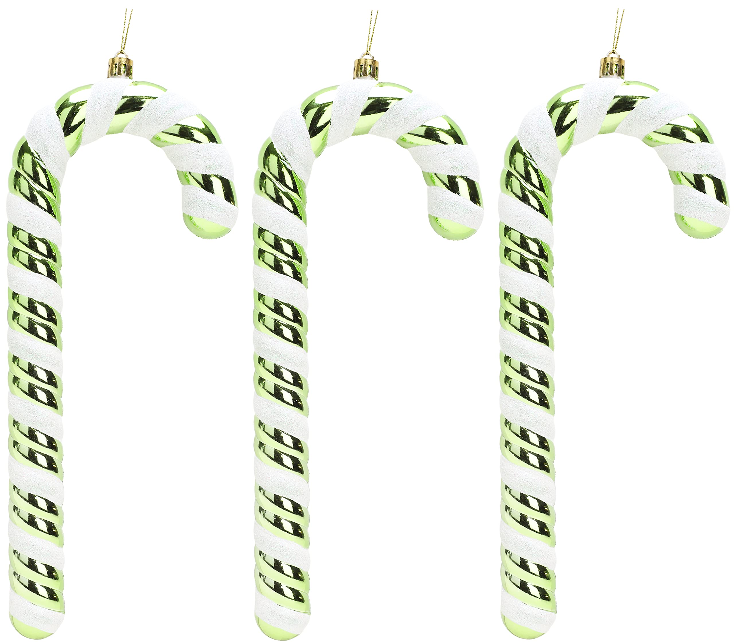 Christmas Concepts® Pack of 3–250mm (10") Extra Large Candy Cane Baubles – Shiny & Glitter Decorated – Christmas Decorations (Lime Green)