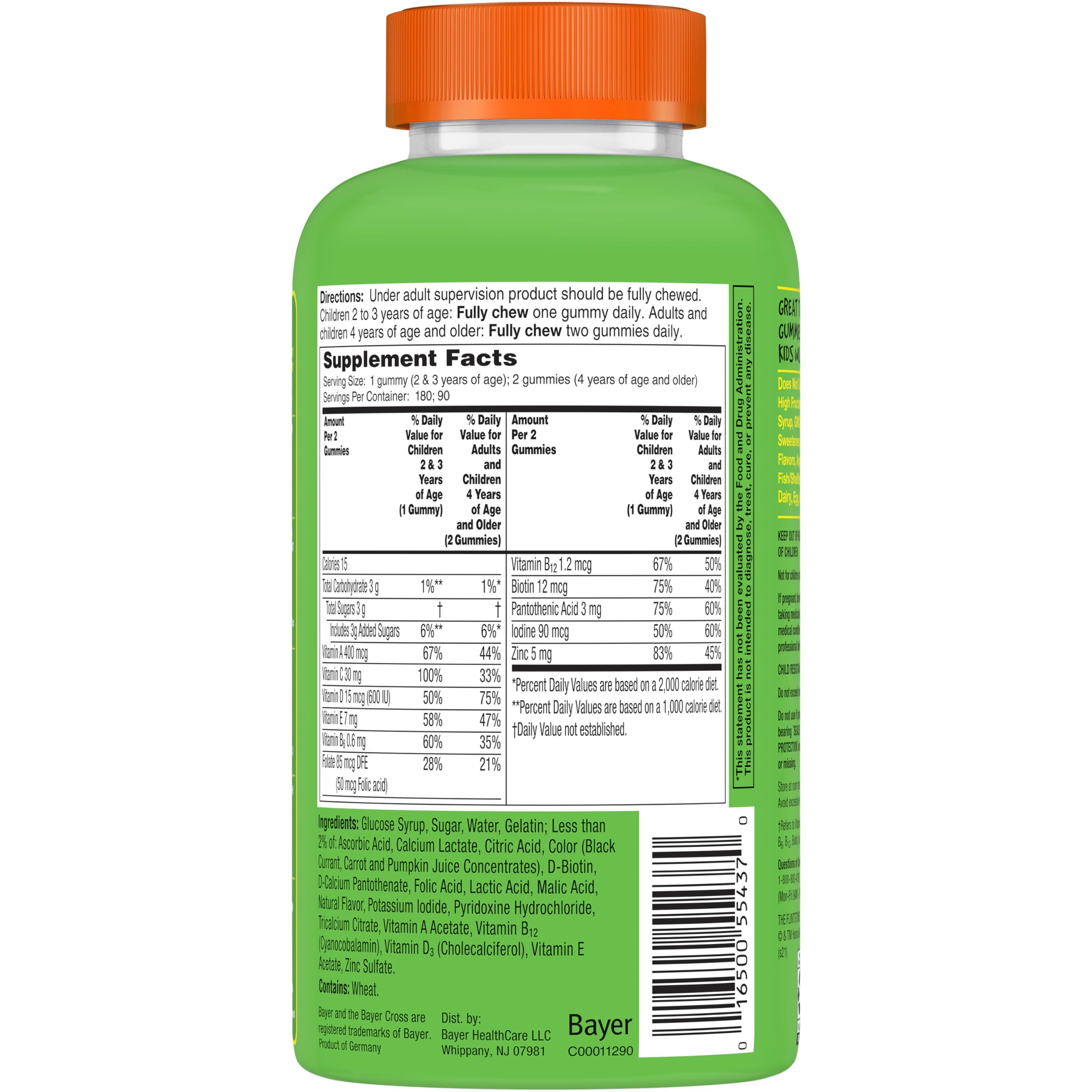 Flintstones Sour Gummy Vitamins For Kids, Kids Multivitamin Gummies with Vitamins C, B6, B12, A & Vitamin D, Support Kids Growth and Development, 180 Count