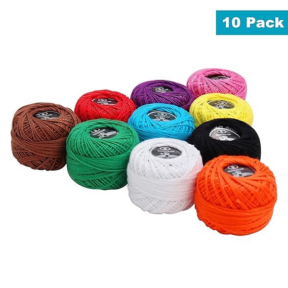 Strickgarn - 10 teiliges Baumwollgarn Set - 47 meter Häkelgarn Stränge Knäuel - Quiltfaden in einem Sortiment an Tiefen Garn 