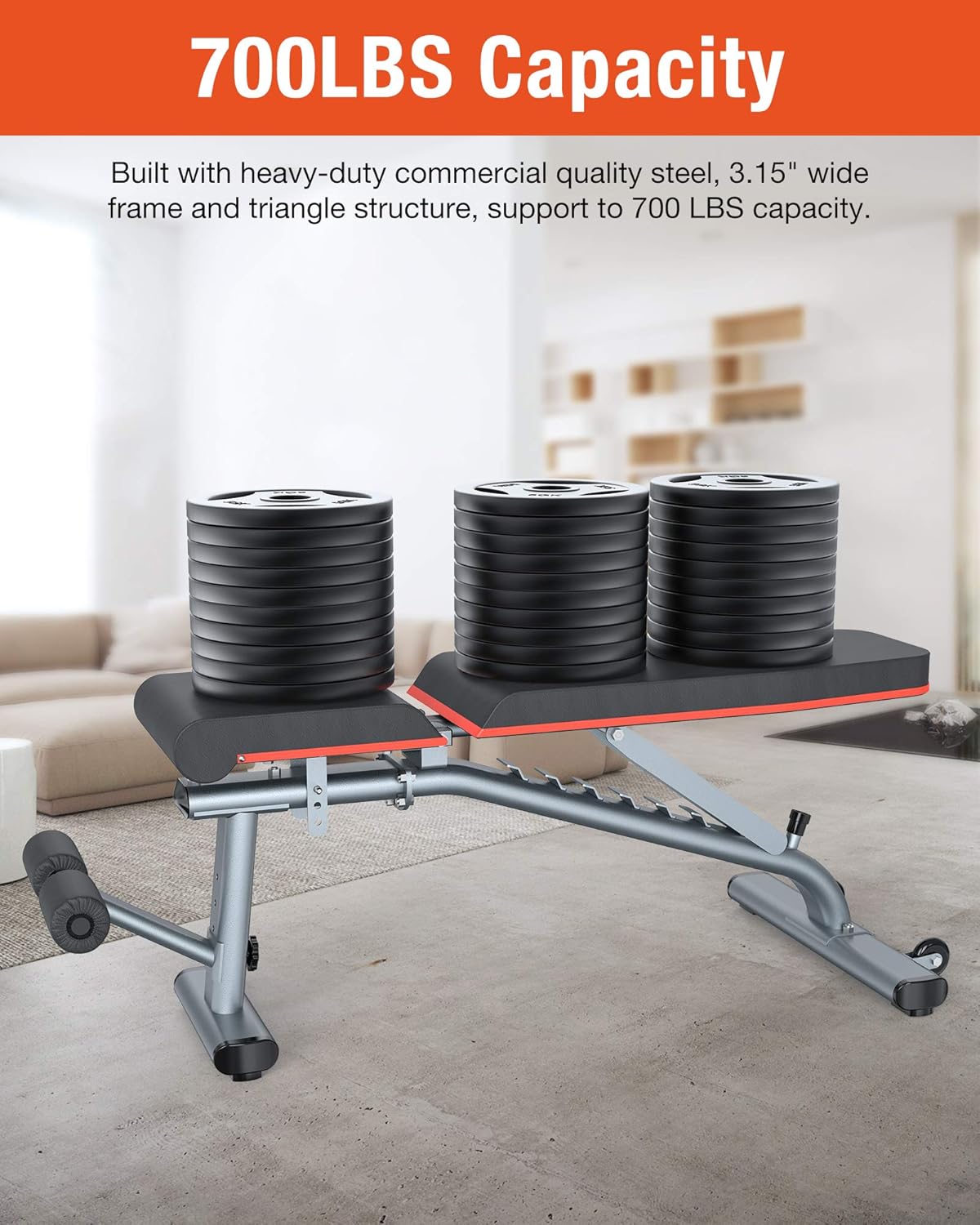 KingStone Weight Bench, Adjustable Weight Bench Strength Training Workout Bench Incline Decline Flat Bench Gray : Sports & Outdoors
