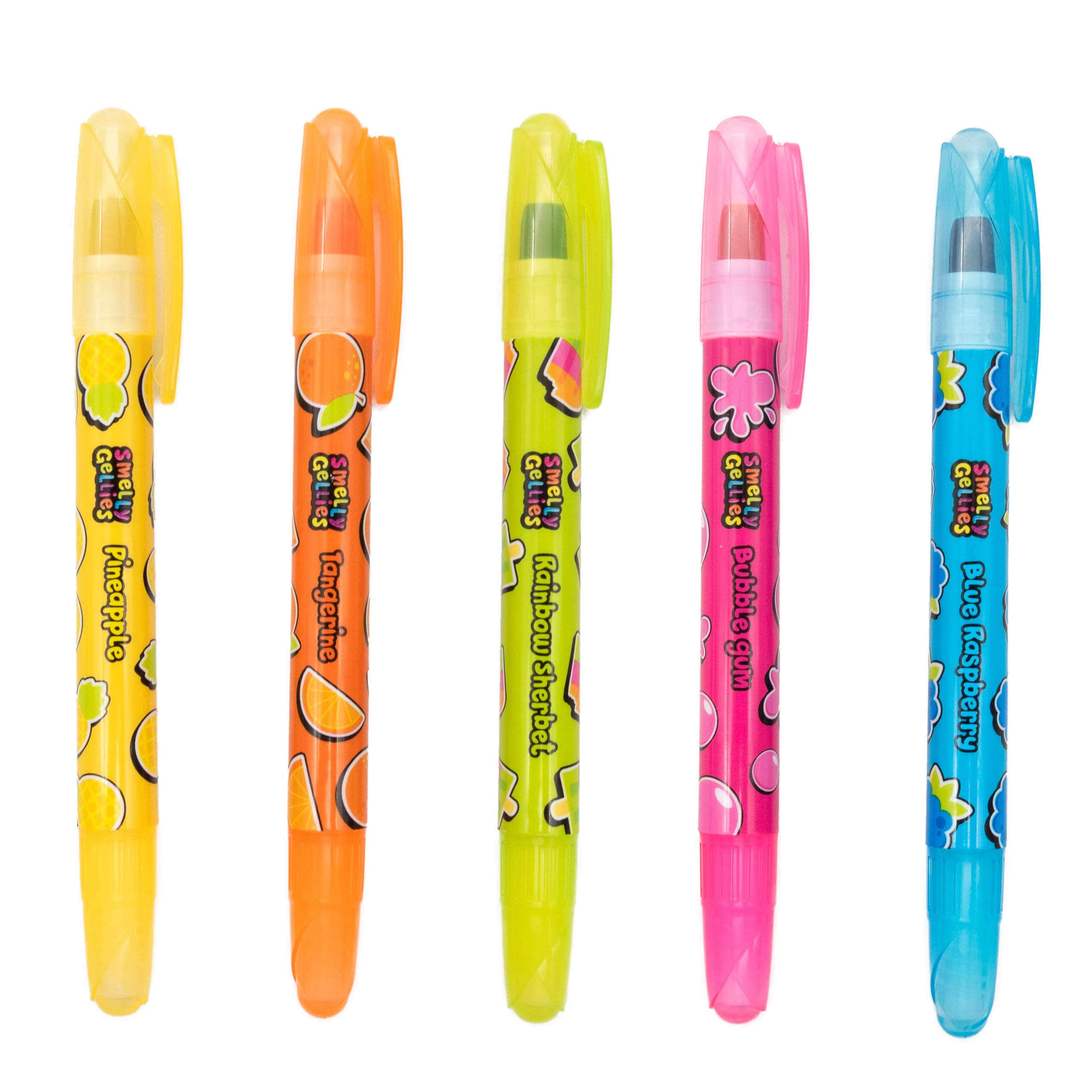 Smelly Gellies - Patented Gourmet Scented Glidewrite Gel Coloring Sticks, Crayons, Highlighters - 5 Count - Gifts for Kids