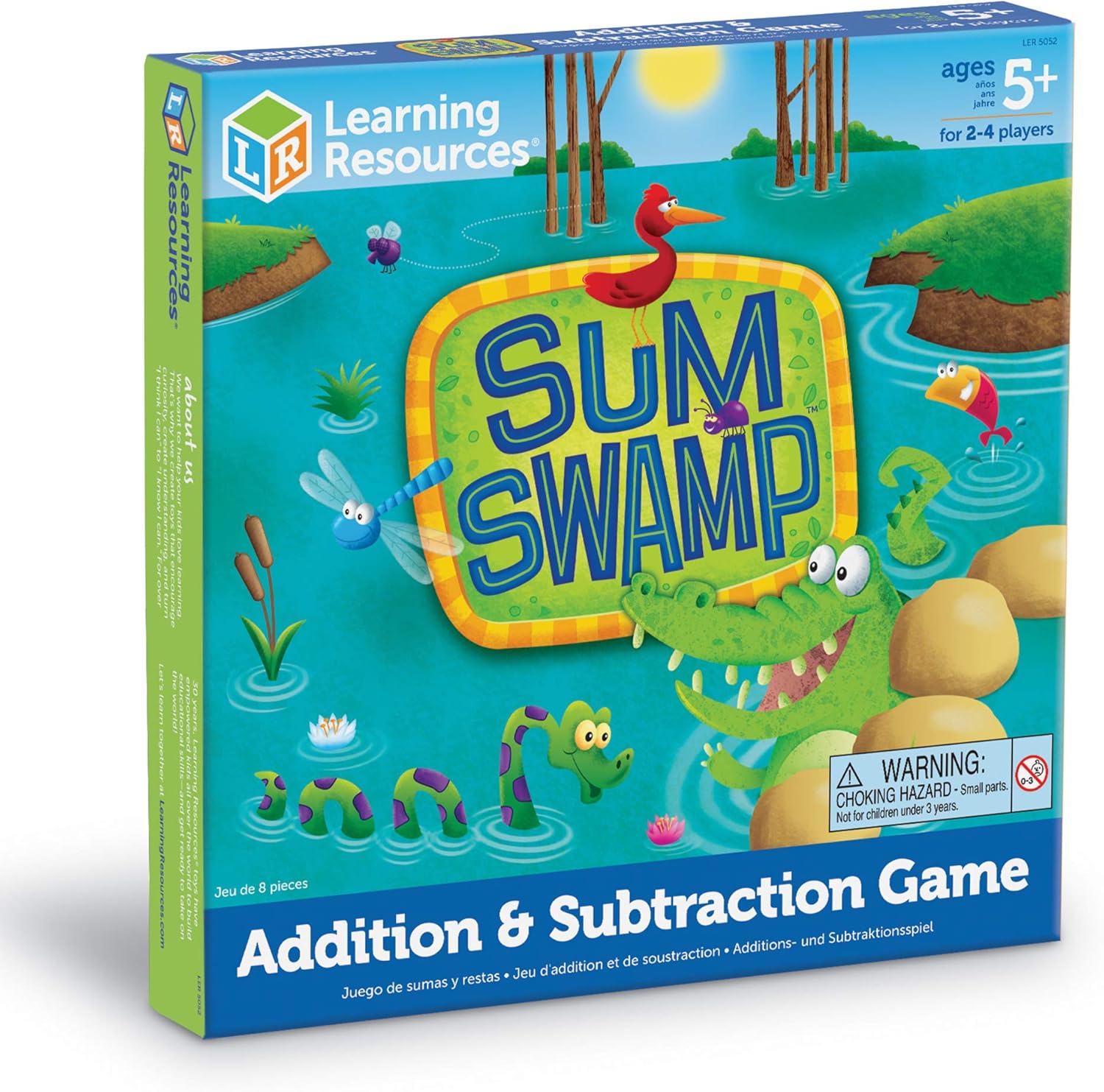 Learning Resources Sum Swamp Game, Homeschool, Addition/Subtraction, Early Math Skills, Math Games for Kids, Educational Board Games, 8 Pieces, Ages 5+: Office Products