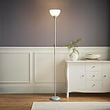 MiniSun Modern Silver Uplighter Floor Lamp with White Shade 180cm view 5