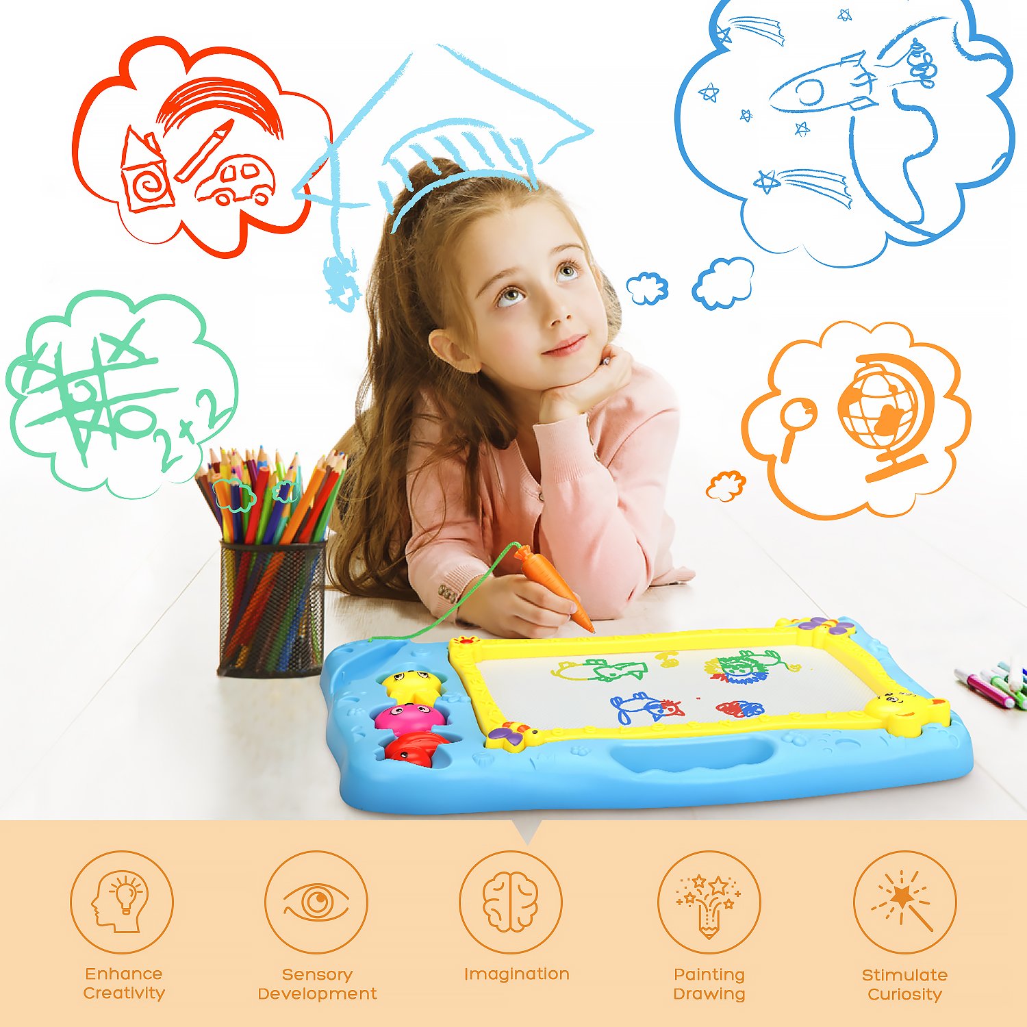 Tavoletta Magnetica Per Disegno Bambini - Giocattolo Educativo, Cancellazione Facile, Portatile