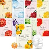 9 Pack Collagen Face Masks Skincare for Women, Hydrating Sheet Face Masks | Suitable for All Skin Types, Bulk Facial Masks for Women Skin Care, Face Mask Gifts Set for Spa Party