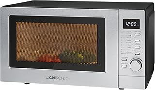 Clatronic MWG 788 H Mikrowelle / 1350 W / 20 L Garraum / 9 automatische Garprogramme inklusive Auftauprogramm / inox / schwarz