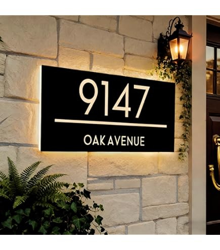 8 Inch Backlit LED House Numbers | Big, Modern Address Signs For Homes | Soft, Exterior Glow | Coated Stainless-Steel Black Finish | Weather - View #10