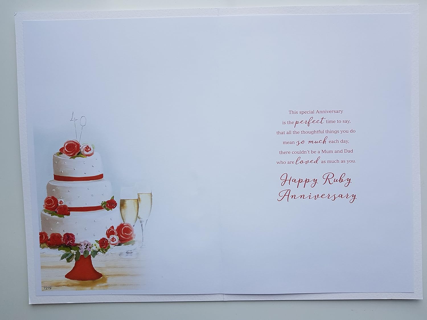 For A Wonderful Mum & Dad On Your Ruby 40th Wedding Anniversary Card icg, brown|grey|black, 9 inch x6 - Image 3