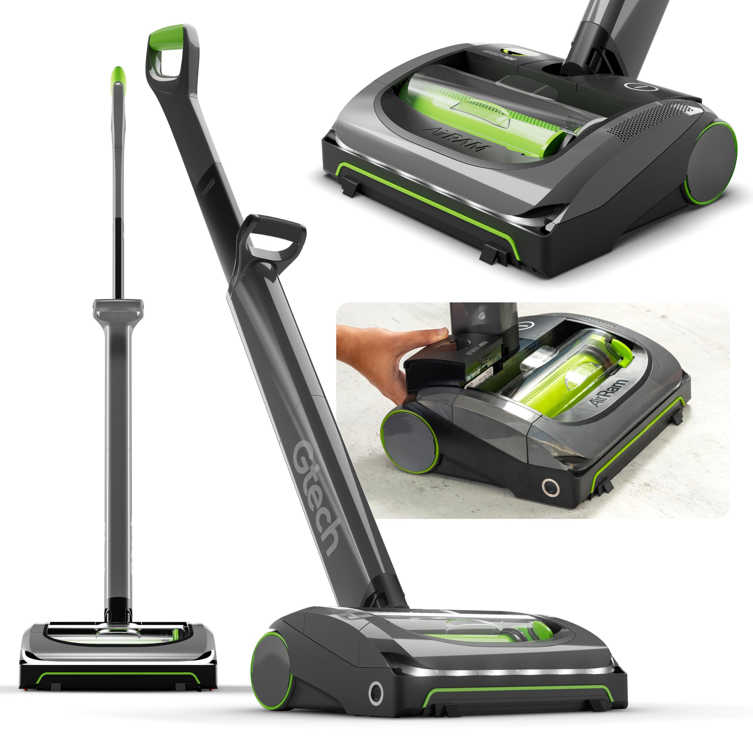 Gtech AirRAM MK2 | Lightweight Cordless Vacuum Cleaner for Carpets, Hard Floor, Pet Hair | 22V Li-ion Battery 40 Mins Runtime