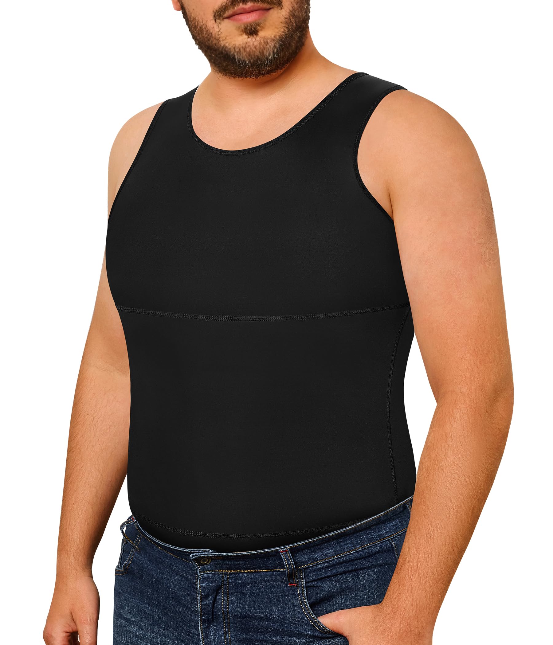 Photo 1 of Eleady Gynecomastia Compression Shirt Men - Body Shaper Tank Top Mens Slimming Undershirt Slimming Shirts Plus Size - 2X-Large,Black