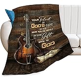 Rylane Guitar Gifts Blanket Rock Christian Guitar Decor Throw Blankets Fleece Flannel Plush Lightweight Blanket Music Stuff Gifts for Guitar Players Men Women Boys Girls for Couch Sofa Bed 50"X40"