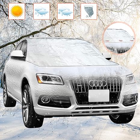 UBEGOOD Frontscheibe Abdeckung, Auto Windschutzscheibe Abdeckung Magnet Faltbare Abnehmbare Auto Schneeschutz Windschutz Fros
