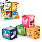 Baby Einstein Alpha Stacks Baby Learning Blocks, Soft, Multisensory Stacking Toys with Letters A-Z, Animals, Colors &amp; Textures, Set of 4, Ages 3 Months+