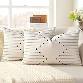 Boho Spring Throw Pillow Covers 12x20 Set of 2 Neutral Woven Decorative Pillowcases Cotton Tufted Couch Pillows Modern Farmhouse Cushion Covers for Sofa Couch Bed Living Room Home Decor, Navy Blue