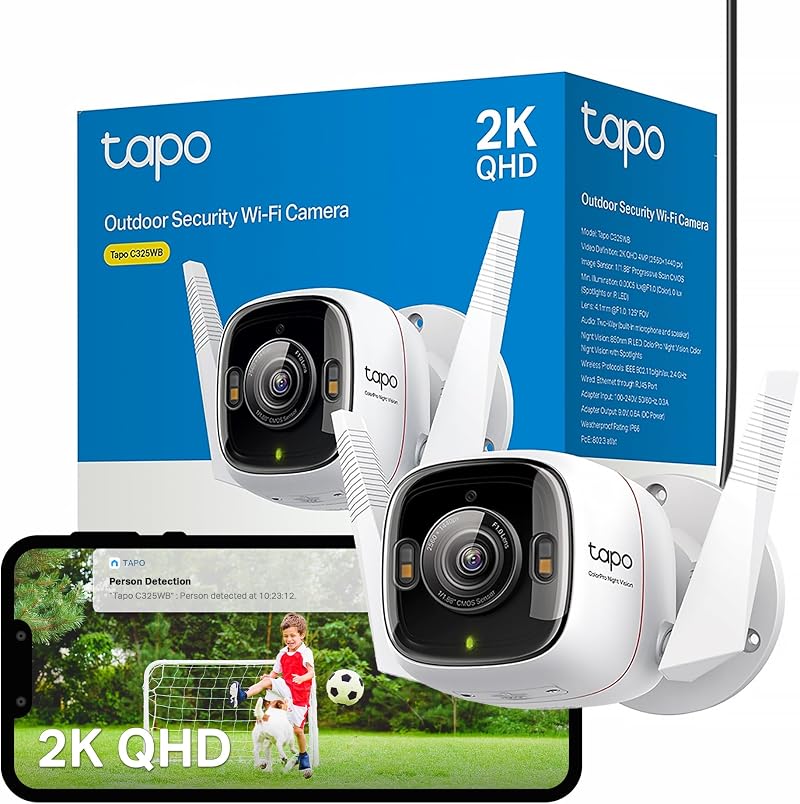 Tapo C325WB 2K QHD Outdoor Security Camera Wireless Wired Colour Night Vision AI