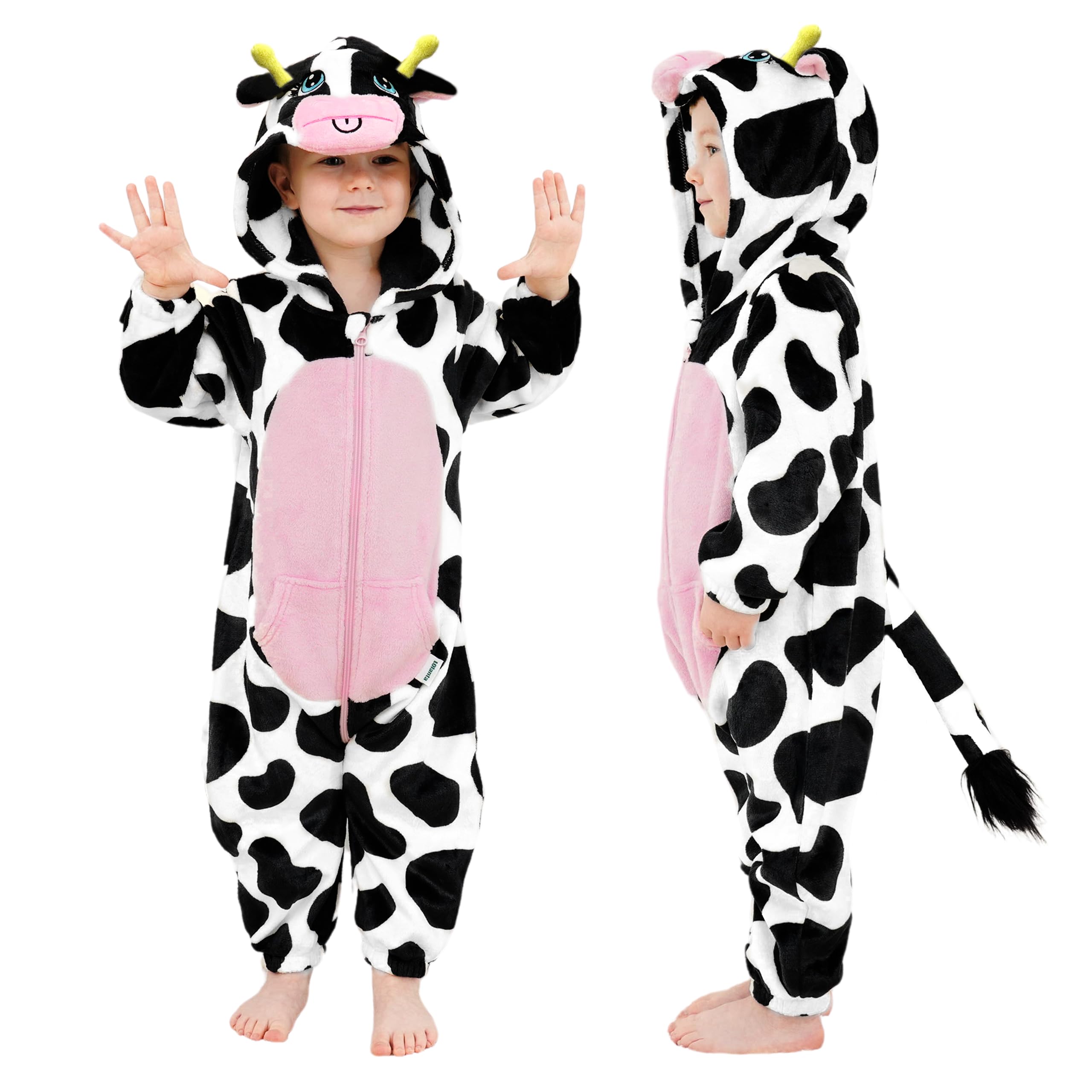 LOLANTA Unisex Baby Cow Costume, Toddler One-Piece Hooded Animal Fancy Dress Romper, 12-18 Months,Tag 80