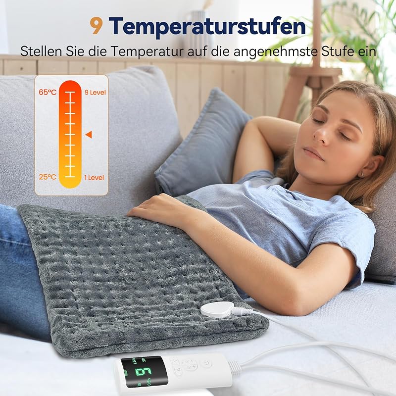 Heizkissen Größe XL- Extra Dick,Weicher Flanell [Dunkelgrau]