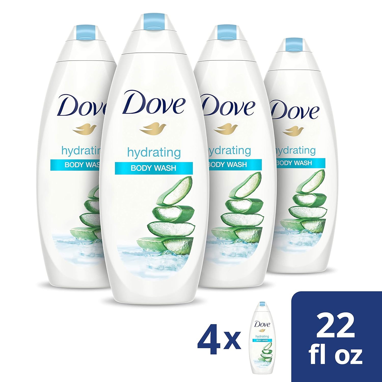 Dove Body Wash 100% Gentle Cleansers, Sulfate Free Hydrating Aloe and Birch Bodywash Gives You Softer, Smoother Skin After Just One Shower 22 oz 4 Count : Beauty