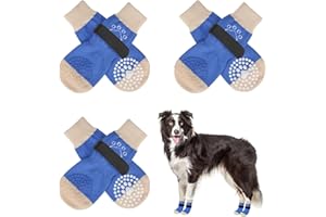 SCENEREAL Double Side Anti-Slip Dog Socks for Hardwood Floors to Stop Licking Paws, Non-Slip Dog Shoes for Hot/Cold Pavement, Slipping, Paw Protectors with Grippers