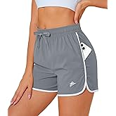 MAGCOMSEN Women's Athletic Shorts with Pockets Quick Dry Lightweight 3.5" Running Gym Workout Shorts Hiking Sport