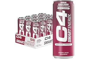 CELLUCOR C4 Smart Energy Drink - Sugar Free Performance Fuel & Nootropic Brain Booster, Coffee Substitute or Alternative | Black Cherry 12 Oz - 12 Pack