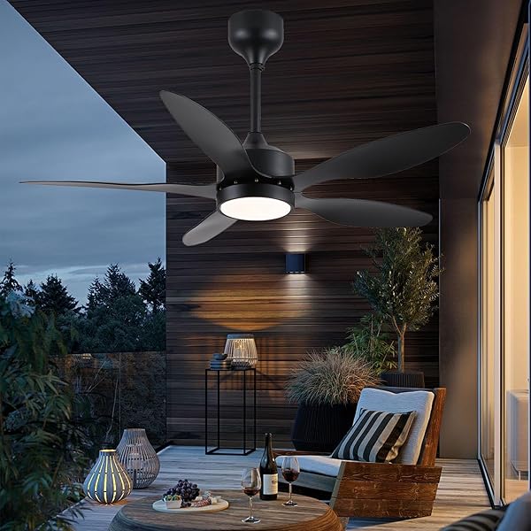 LSPMKE 46 INCH WATERPROOF OUTDOOR CEILING FAN WITH LIGHTS AND REMOTE, IP65 HANGING GAZEBO FAN WITH 3CCT, 6 SPEED DC MOTOR, BLACK WET RATED PLUG IN CEILING FAN WITH CORD FOR PATIOS, PORCH, PERGOLA