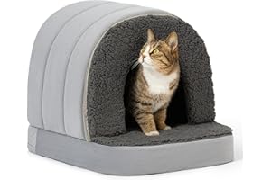 PELZIN Orthopedic Dog Bed House - Dog House Indoor with Egg-Crate Foam - Tent Bed with Waterproof Lining & Nonskid Bottom, Ideal for Small Breeds & Fits 24-Inch Crate - 23"x16", Charcoal