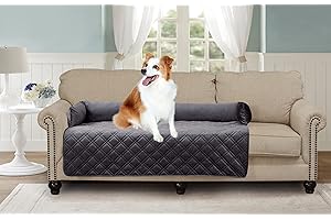 Brilliant Sunshine Premium Grey Silky Velvet Pet Sofa Bed, Slip Resistant, Waterproof, Washable Couch Protector with Removable Bolster Cushions, Furniture Covers for Pets, Dogs, Cats, X-Large, Grey