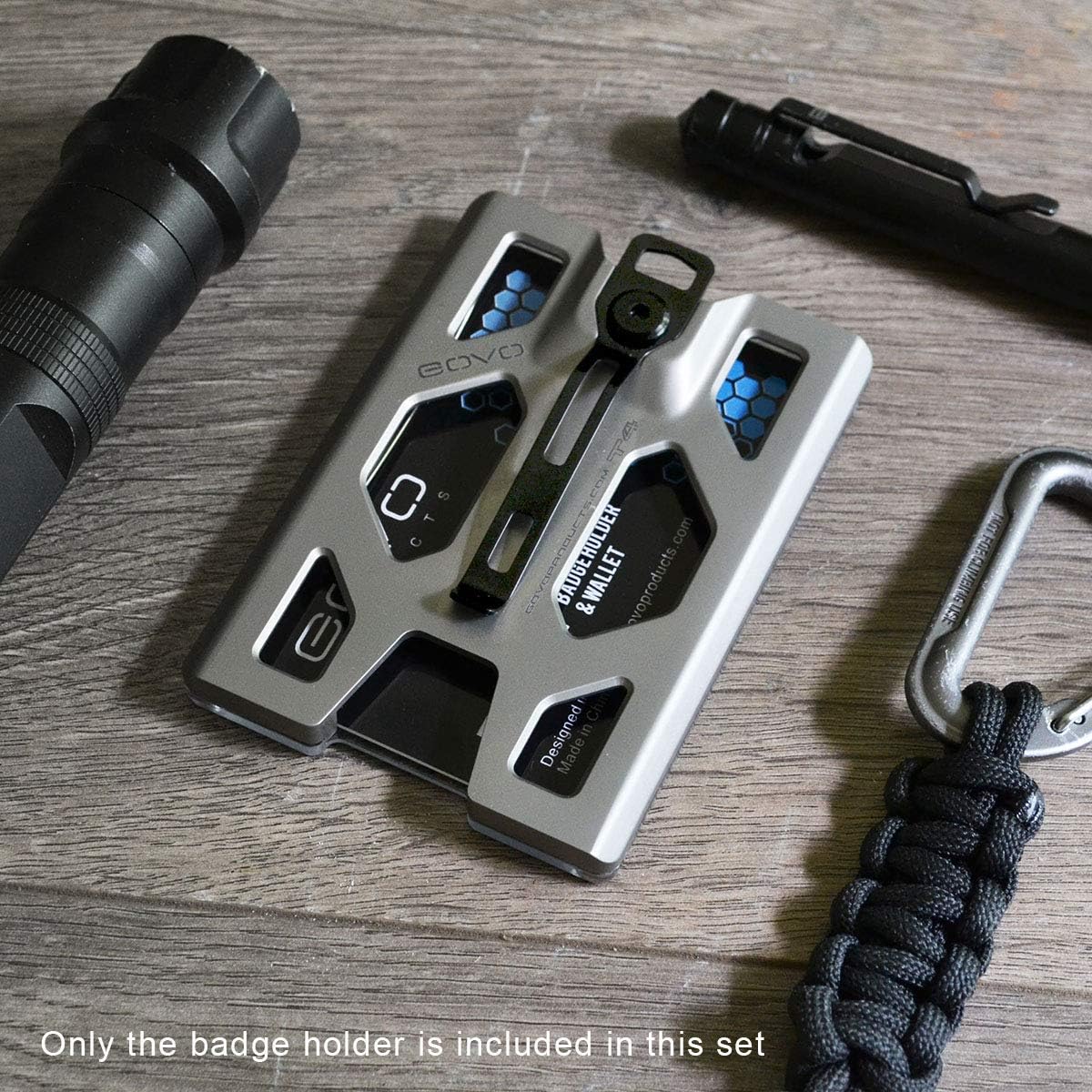 Titanium GOVO Badge Holder/Wallet ID Card Holder with Metal Clip and