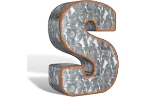 CraftyCrocodile 7" Galvanized Metal Letters for Wall Decor - 3D Letter S for Hanging & Free Standing - Decorative Rustic Alphabet Letters for the Living Room, Bedroom, Kitchen